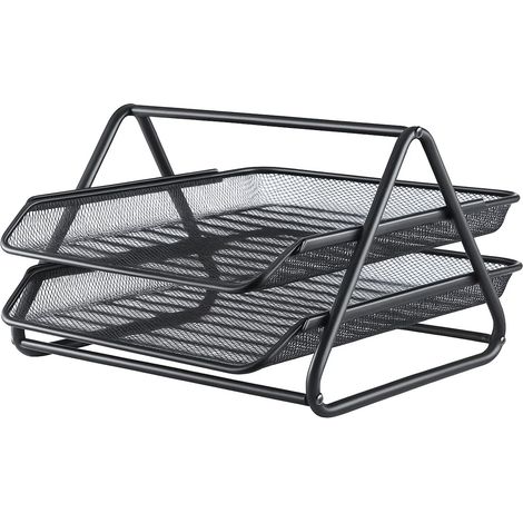 Trintion 2 Tier Office Filing Trays Holder Desktop Document Storage Metal Filling Collection for Home &Office (2 Tier Black) (1/5)