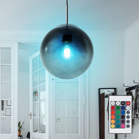 Pendelleuchte Rauchglas Hängelampe dimmbar mit Fernbedienung LED Esstischlampe, RGB Farbwechsel, 8,5W 806lm warmweiß, DxH 20 x 120 cm