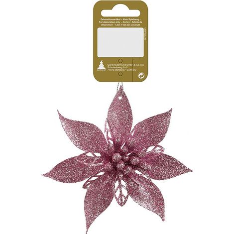 Weihnachtsanhänger Poinsettia-Blüte rosa 12 cm Weihnachtsanhänger