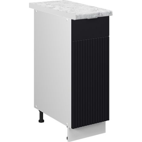 Armadio cucina dispensa alto Fame-Line, Nero rigato, 30 cm , PL Marmo, Vicco