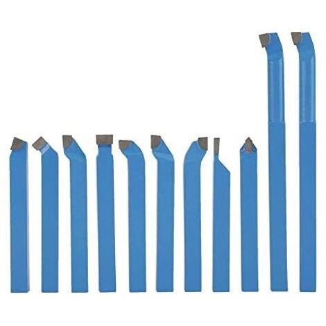 Ensemble de 11 outils de tournage au carbure – Acier au carbone – Pour tournage extérieur et filetage – Boîte en bois incluse - 11Pcs (1/5)
