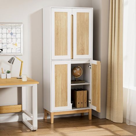 UEV Buffet Cuisine Haute 150 cm, Armoire Salle à Manger, Vaisselier Haute à 4 Portes, 2 Étagères Réglables, Meuble de Rangement pour Cuisine, Chambre, Salon, 60 x 30 x 150cm, Noir et Marron (1/5)