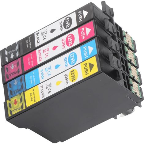 Pack de cartouches d'encre de remplacement 4 couleurs pour imprimantes jet d'encre : noir, cyan, magenta, jaune. Compatible avec les modèles XP 235 et XP 245. (1/5)