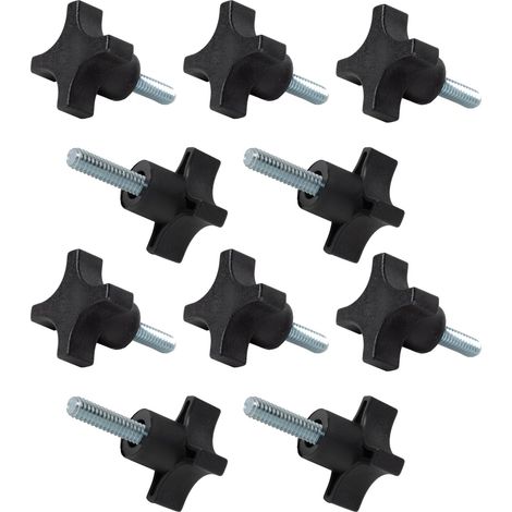 Lot de 10 boutons à goujon à 4 points, vis moletée filetée 5/16"-18 avec goujon de 2,5 cm (1/5)