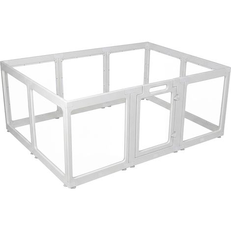 Skylos Dog Pen, Transparent Dog Playpen, 153x102x60cm, HDPE Acrylic, White (1/5)
