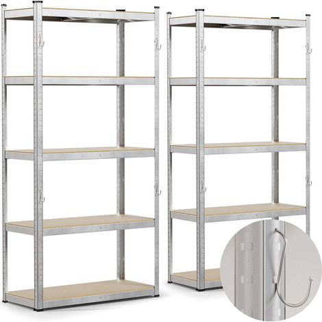 VOUNOT 5-Tier Heavy Duty Shelving Unit Set of 2, 180x90x40 cm, Metal