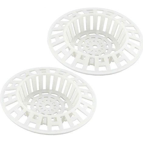 Lot de 2 crépines d'évier en plastique blanc, récupérateur de cheveux, filtre pour évier de cuisine, salle de bain, baignoire et douche. (1/5)