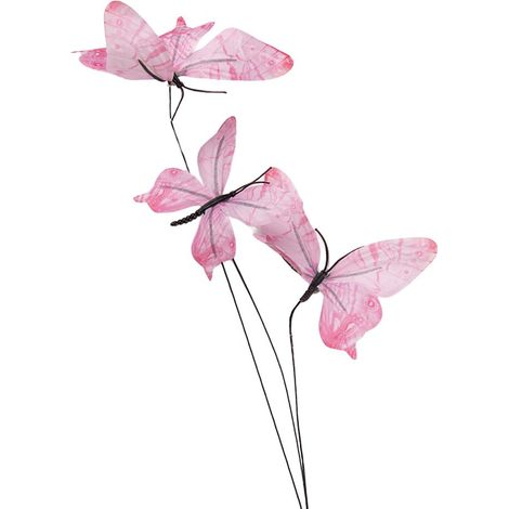 Branche Artificielle Décorative avec Papillons en Textile Rose et Rouge 10x10x65 cm - PANGIVO (1/2)