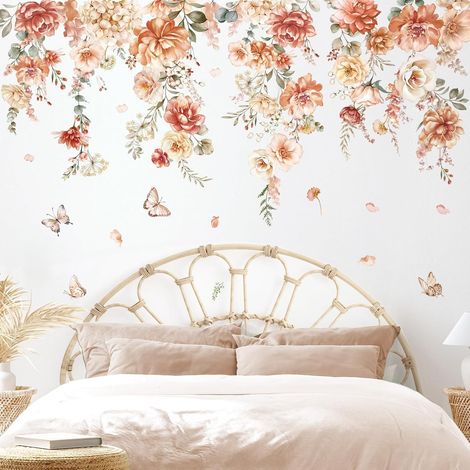 Stickers Muraux Fleur Boho Autocollant Mural Vigne Floral (1/5)