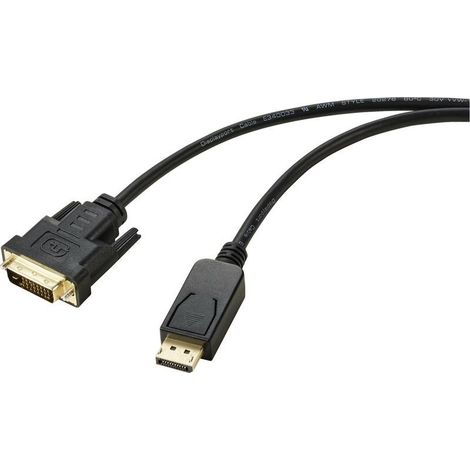 Câble adaptateur Trywise DisplayPort / DVI Fiche mâle DisplayPort, Fiche mâle DVI-D 24+1 pôles 1.80 m noir RF-5771518 gaine en PVC Câble DVI C634302 (1/4)
