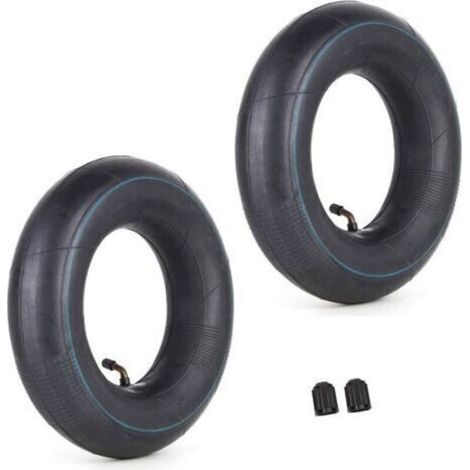 Lot de 2 Chambre à air 4,00/3,50-6 350/400-6 3.50-6 4.00-6 4.10-6 avec tige de valve coudée TR87 Remplacement pour camions à main Tondeuses à gazon Remorques de jardin Brouettes