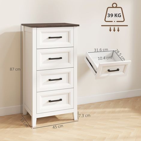 Une commode haute à quatre tiroirs, idéale pour les chambres et les salons. (1/5)