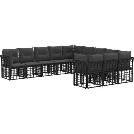 Set di divani da esterno Nero e Grigio scuro Poliestere vidaXL