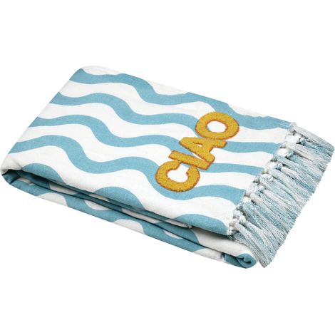 Fouta doublée éponge "CIAO" Bleu 100x150 cm (1/2)