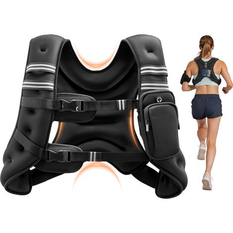VEVOR Chaleco Lastrado de 5,54 kg con Banda Reflectante, Chaleco Lastrado con Hebilla Ajustable Unisex, Equipo para Entrenamiento de Fuerza, Correr, Trotar, Fitness y Perdida de Peso, 89-114 cm (1/5)