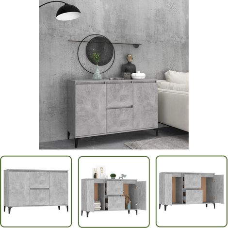 The Living Store Sideboard Betongrau 104x35x70 cm Holzwerkstoff - Industrielles Design - Sideboard - Wohnzimmer Möbel - Holz Sideboard - Regal (1/5)