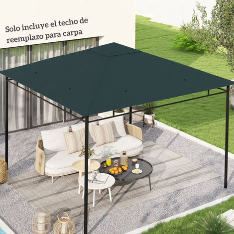 Techo de Repuesto 300x300 cm para Cenador de Jardín Cubierta de Repuesto de Gazebo Pabellón Exterior con 8 Orificios de Drenaje y Ventilación Gris (1/5)