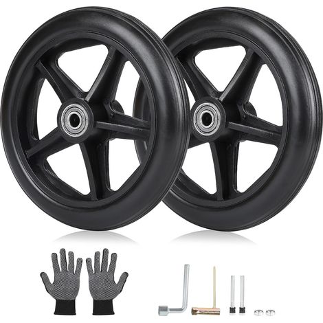 Lot de 2 roues avant de rechange solides pour fauteuil roulant, déambulateur, déambulateur, déambulateur, kit de roues (noir) (1/5)