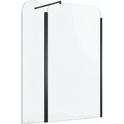 OTITEC Paroi + déflecteur VENECIA 100 + 30 x 200 cm noir verre transparent 6 mm (1/4)