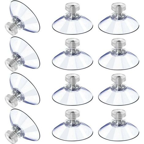 12 Grandes Ventouses Ventouses en Plastique Ventouse Anti-Collision Transparente en Caoutchouc Vis Écrou en Métal Ventouse Solide en PVC Transparent Remplacement avec Écrou de Vis (40M5-10)