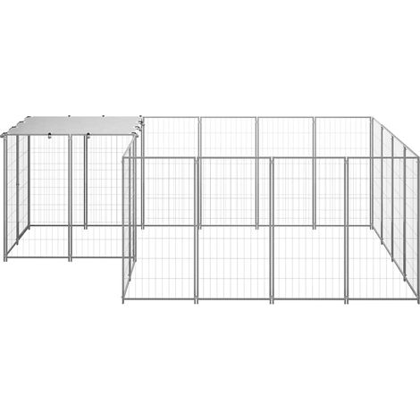 Maison Exclusive - Gabbia per Cani Argento 6,05 m² in Acciaio (1/5)
