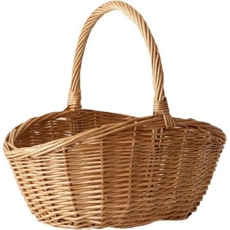 Panier en Osier Naturel de Grande Capacité, Panier de RéColte Pastoral Tissé Conteneur Portable avec PoignéE pour Pique-Nique, Jardin, Cadeaux (1/4)