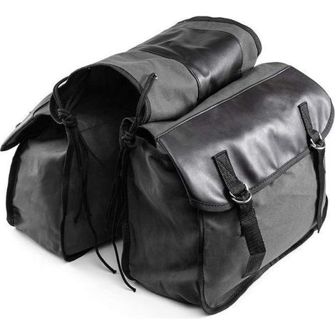 Motorrad Satteltaschen Canvas Wasserdicht für Touring & Roller Schwarz (1/5)