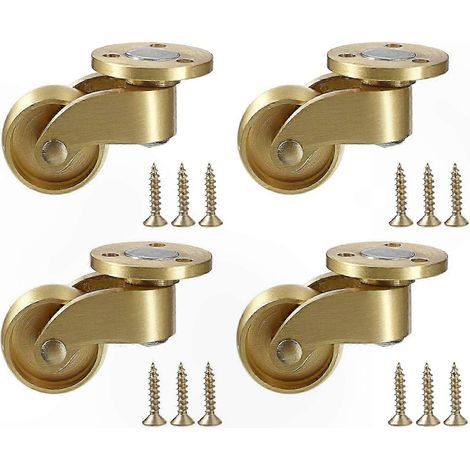 Roulettes pivotantes en laiton pour meubles, lot de 2, roues rotatives à 360° avec vis, résistantes à la rouille, accessoires pour armoires et chaises (1/5)
