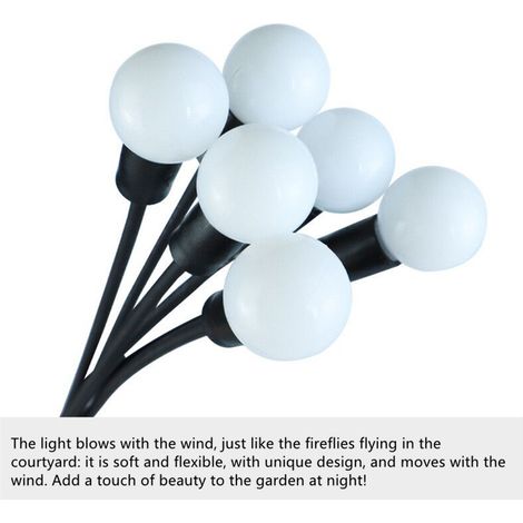 Lot de 2 lampes solaires flexibles décoratives à 8 têtes, étanches IP65, pour jardin et terrasse. (1/5)