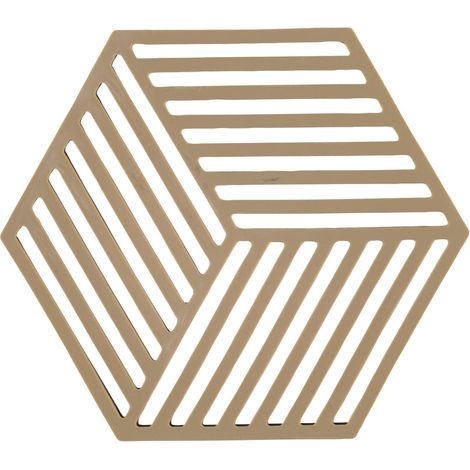Dessous De Plat Hexagon en Silicone - Design Géométrique Moderne - Résistant À 250°C - Lave-Vaisselle - Dimensions 16 x 14 x 0,9 cm - Camel (1/4)