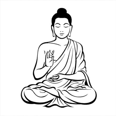 Sticker mural Bouddha méditant, autocollant amovible, décoration murale pour la maison (1/5)