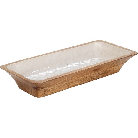 Signes Grimalt Kleine Tablettboxen und Tabletts  Rechteckiges Ecru-Essgeschirrtablett – 5 x 33 x 15 cm
