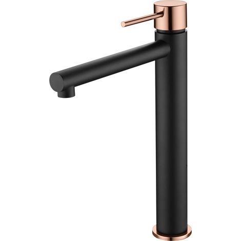 Grifo de lavabo alto Milos Stick negro oro rosa [ IMEX® ]