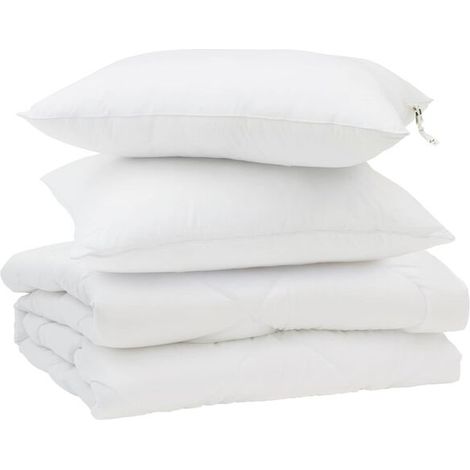 Ensemble couette et oreiller d'été en duvet, 3 pièces, microfibre blanche. (1/5)