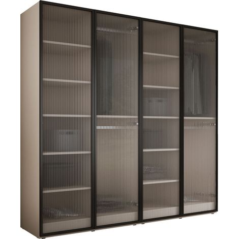 Armoire : Beige Sable / Verre Rainuré, 200 x 200 x 51 cm (1/5)