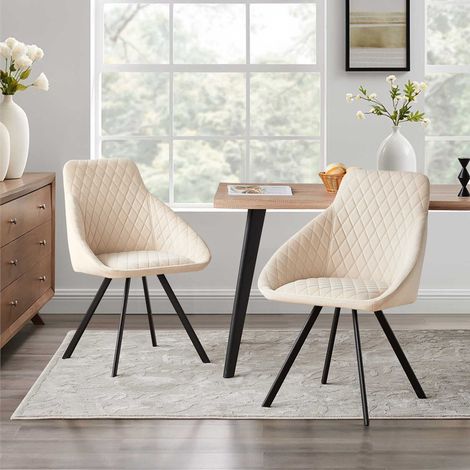 Dining Chairs Set of 2 Velvet Kitchen Counter Chairs with Backrest and Sturdy Metal Legs, Retro Reception Chairs for Home Office Restaurant (cream velvet-2PCs) (1/5)