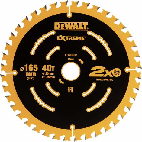 DeWALT DT10640 Extreme Cordless 165mmX20mm Circular Saw 40 Tooth Disc for DCS391