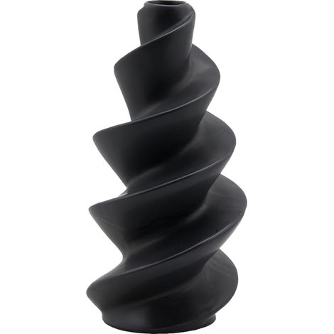 Vaso decorativo natalizio "Avvitato" modello a spirale tinta unita per interno -Nero / Piccolo (1/3)
