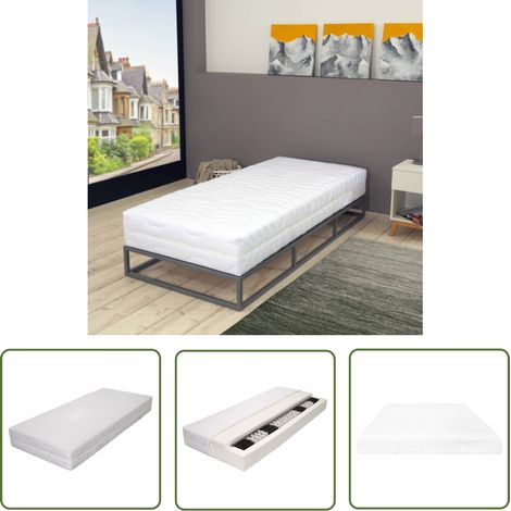 The Living Store Matelas 100 x 200 cm 7 zones Ressort ensaché 20 cm H3 - Matelas À Ressorts Ensachés - Matelas Confortable - Matelas Double Zone - Matelas Orthopédique - Literie (1/5)