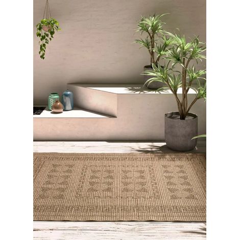 ATTICGO Tapis d'extérieur classique effet jute ACRA 46 Naturel 200x290 cm (1/5)