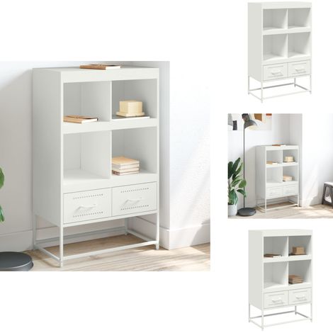Buffet haut blanc 68x39x111,5 cm acier - Buffet Haut - Buffets Hauts - Armoire Latérale - Armoire Haute (1/5)