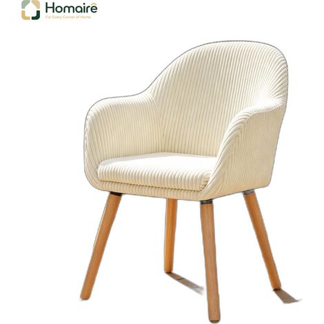 Fauteuil en beige côtelé avec structure en bois massif et métal - 53,5 x 46 x 83.5 cm HOMAIRE (1/5)