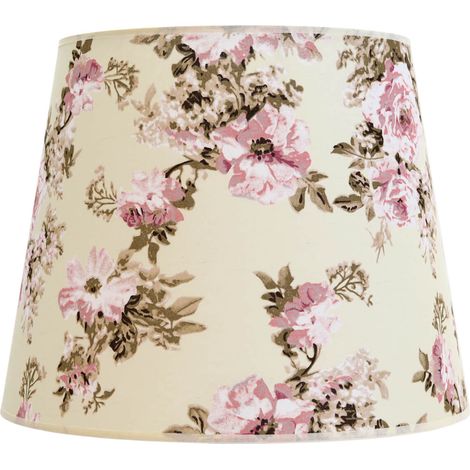 Stoff Lampenschirm Stehlampe Weiß Rosa Konisch Blumen (1/5)