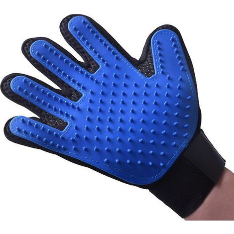 Gants brosse magiques doubles pour animaux (bleus, main gauche, main droite) (1/5)