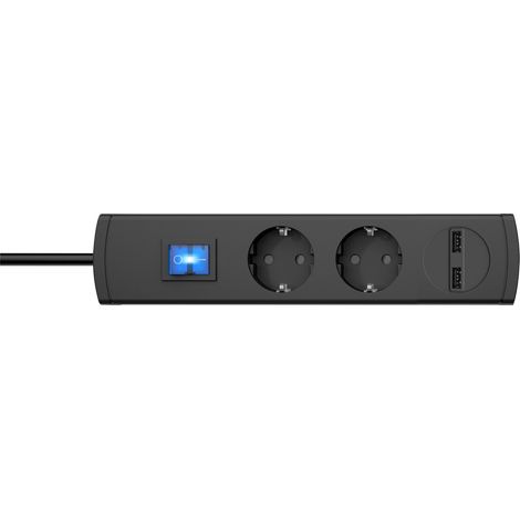 Kopp - UNOversal PLUS 2-fach, 2-fach USB-Ladeport 2100mA, Schalter, erhöhter Berührungsschutz, 90° gedrehte Töpfe, anthrazit - 233505000 (1/2)