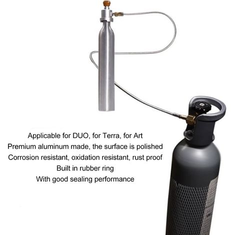 Adattatore CO2 in alluminio da 8 mm con manometro, compatibile con la ricarica di bombole di gas a sifone Terra Art DUO. (1/2)