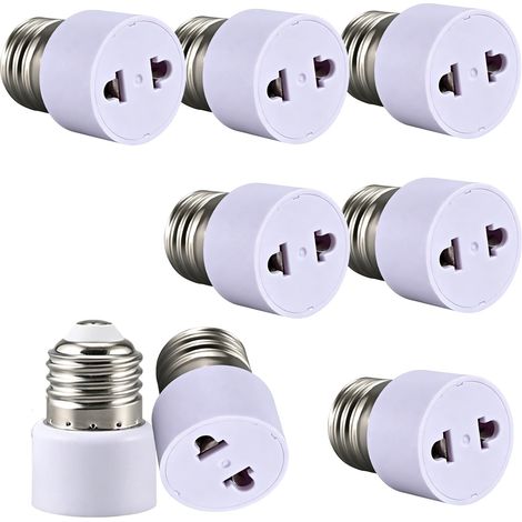 Lot de 8 douilles de lampe E27, adaptateur de prise d'ampoule, convertisseur de douille à visser pour porche, garage, caméra, terrasse (2 broches, blanc, européen) (1/5)