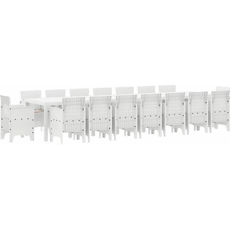 Maison Exclusive - Set da pranzo da giardino con cuscini 17 pz Bianco PP (1/5)