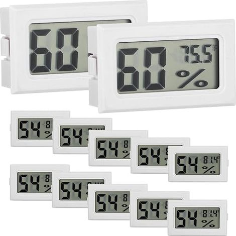Confezione da 10 mini termometri e igrometri digitali LCD per rettili (bianchi) (1/5)