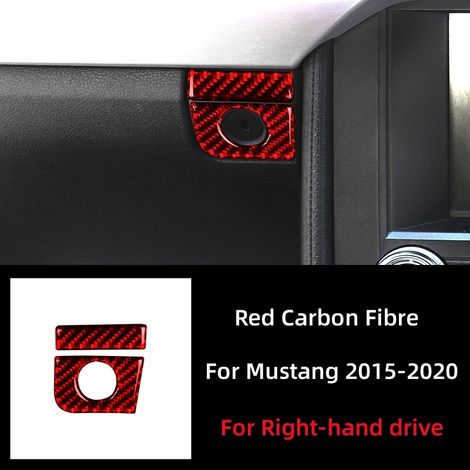 (Rouge (conduite à droite)) Accessoires auto compatibles avec Ford Mustang GT 2015-2021 : intérieur en fibre de carbone, boîte de rangement passager, cache-interrupteur, autocollants décoratifs (1/5)